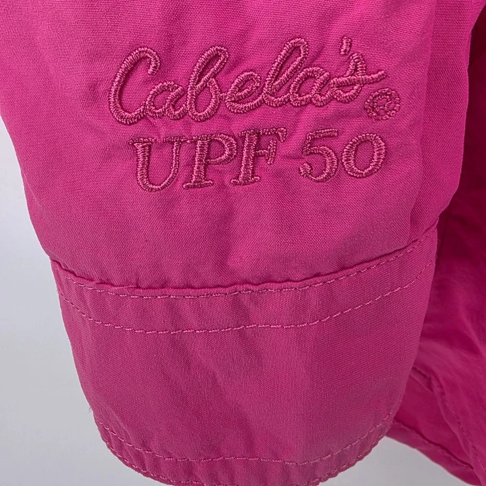 Cabelas Womens 2XL Pink Long Sleeve Fishing Shirt UPF 50 Vented Roll Tab - Picture 9 of 9